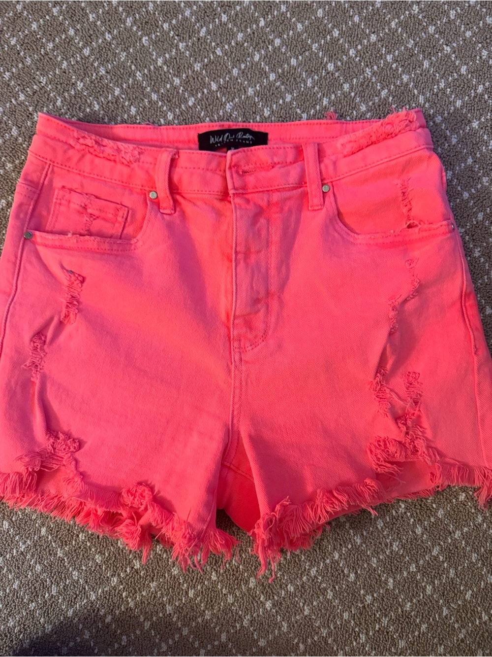 Neon Pink Distressed Denim Shorts - Wild Fable